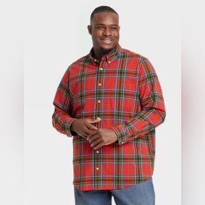 Men's Long Sleeve Plaid Poplin Shirt - Goodfellow & Co™ Stewart Red XL(22)